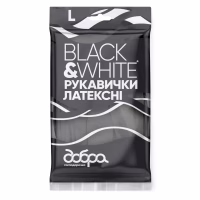 Рукавички господарські Добра Господарочка Black&White Латексні Розмір L (4820086523813) - Image 1