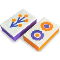 Губки кухонні Добра Господарочка Колекція Вибійка Помаранчево-фіолетові з принтом 2 шт. (4820086523998) - 2