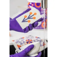 Губки кухонні Добра Господарочка Колекція Вибійка Помаранчево-фіолетові з принтом 2 шт. (4820086523998) - 4