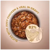 Вологий корм для кішок Club 4 Paws Paws Selection Преміум Шматочки з куркою та телятиною в соусі 80 г (4820215368018) - 2