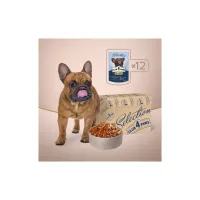 Вологий корм для собак Club 4 Paws Selection Плюс Шматочки з лососем та макрелью в соусі 85 г (4820215368056) - 7