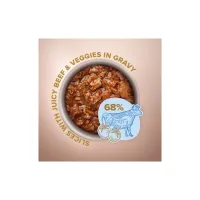 Вологий корм для собак Club 4 Paws Selection Плюс Шматочки з яловичиною та овочами в соусі 85 г (4820215368063) - 2