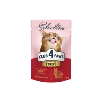 Вологий корм для кішок Club 4 Paws Selection Плюс Полоски с кроликом в соусе 85 г (4820215368087) - Зображення 1