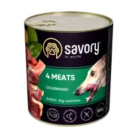Консерви для собак Savory Dog Gourmand 4 види м'яса 800 г (4820232630402) - 1
