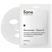 Маска для обличчя Sane Тканинна освітлювальна З ніацинамідом та вітаміном Е 25 мл (4820266831561) - 1