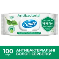 Вологі серветки Smile Antibacterial з соком подорожника 100 шт. (4823071636741/4823071656466) - 5