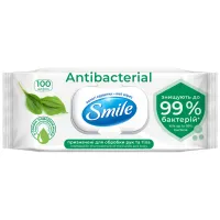 Вологі серветки Smile Antibacterial з соком подорожника 100 шт. (4823071636741/4823071656466) - 1