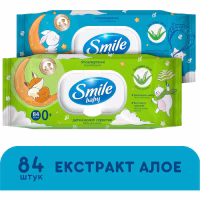 Дитячі вологі серветки Smile baby з алоє, з клапаном, 84 шт (4823071646863) - Image 3