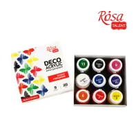 Акрилові фарби Rosa для декору глянсові 9 кол по 20 мл (4823098511144) - 3