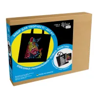 Набір для творчості Rosa екосумка-розмальовка, чорна, Яскрава зебра 38х42см (4823098539711) - 2