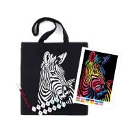 Набір для творчості Rosa екосумка-розмальовка, чорна, Яскрава зебра 38х42см (4823098539711) - 1