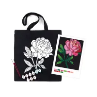 Набір для творчості Rosa екосумка-розмальовка, чорна, Ніжна півонія 38х42см (4823098539742) - 1