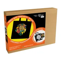 Набір для творчості Rosa екосумка-розмальовка, чорна, Неоновий лев 38х42см (4823098539759) - 2