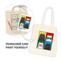 Набір для творчості Rosa Talent екосумка-розмальовка, Коти в окулярах, 38х42 см (4823098541189) - 3