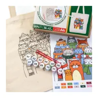 Набір для творчості Rosa Talent екосумка-розмальовка, Коти в шапках, 38х42 см (4823098543527) - Зображення 4