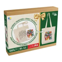 Набір для творчості Rosa Talent екосумка-розмальовка, Коти в шапках, 38х42 см (4823098543527) - Зображення 1