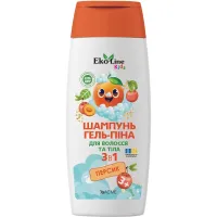 Дитячий шампунь EcoLine KIDS 3 в 1 (шампунь-гель-піна) персик 250 мл (4823115503558) - 1