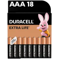 Батарейка Duracell AAA лужні 18 шт. в упаковці (5000394107557 / 81546741) - 1