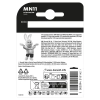 Батарейка MN11 6V спеціальна лужна, A11 / 11A, 1 шт. в упаковці Duracell (5007387) - 3