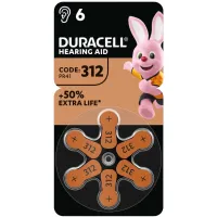 Батарейка Duracell для слухових апаратів розмір 312, 6 шт. в упаковці (5007516/5011449) - 1