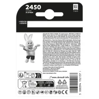 Батарейка CR 2450 спеціальна літієва типу таблетка 2450 3V, 2 шт. в упаковці Duracell (5012263) - 2