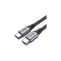 Дата кабель USB-C to USB-C 2.0m US261 18W Round Cable Nickel Plating Aluminum Shell Black Ugreen (50152) - 1