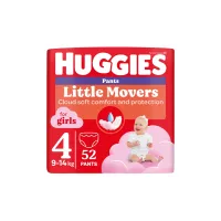 Підгузки Huggies Little Movers/Pants 4 (9-14 кг) для дівчаток 52 шт (5029053547541) - 1