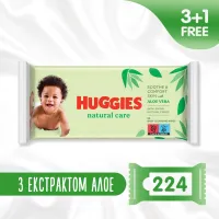 Дитячі вологі серветки Huggies Natural Care 56 х 4 шт (5029053550183) - 2