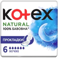 Гігієнічні прокладки Kotex Natural Night 6 шт. (5029053575360) - 1