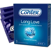 Презервативы Contex Long Love с анестетиком латексные с силикон. смазкой 3 шт. (5060040300107) - Изображение 1