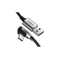 Дата кабель USB 2.0 AM to USB-C 0.5m 3A US284 90° corner black UGREEN (50940) - 1