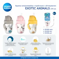 Поїльник-непроливайка Canpol babies Exotic Animals з трубочкою і обтяжувачем 270 мл Рожева (56/606_pin) - 5