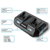 Зарядний пристрій для акумуляторів інструменту Graphite Energy+ 18V, 3А,0.74кг (58G085) - Зображення 2