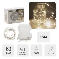 Гірлянда Chomik Гірлянда-струна 6,2 м, 60 LED теплий білий, 3АА батар., ІР44 (5900779802650) - 5