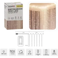 Гірлянда Chomik Штора 3 х 3 м 300 LED Теплий білий USB з пультом (5900779879997) - 3
