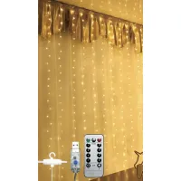 Гірлянда Chomik Штора 3 х 3 м 300 LED Теплий білий USB з пультом (5900779879997) - 1