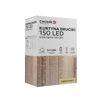 Гірлянда Chomik Штора" 150 LED теплий білий, 3x1,5 м, USB, з пультом, IP20, від мережі (5900779898479) - 1