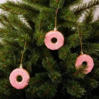 Ялинкова іграшка Chomik пластикові Пончики 3 шт, 8см, рожеві (5901292677169_3) - 3