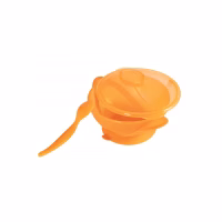 Набор детской посуды Baby Team Тарелка на присоске с крышкой и ложкой 290 мл (6002_оранжевый) - Image 2