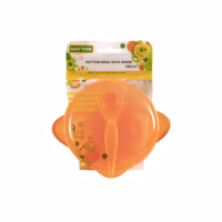 Набор детской посуды Baby Team Тарелка на присоске с крышкой и ложкой 290 мл (6002_оранжевый) - Image 4