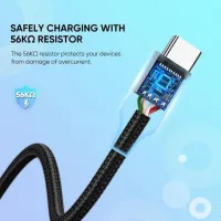 Дата кабель USB 2.0 AM to USB-C 1.0m US288 Aluminum Braid Black Ugreen (60126) - 5