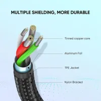 Дата кабель USB 2.0 AM to USB-C 2.0m US288 Aluminum Braid Black Ugreen (60128) - 6