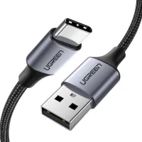 Дата кабель USB 2.0 AM to USB-C 2.0m US288 Aluminum Braid Black Ugreen (60128) - 1