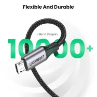 Дата кабель USB 2.0 AM to Micro 5P 1.0m US290 Aluminum Braid Black UGREEN (60146) - 6