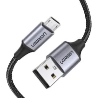 Дата кабель USB 2.0 AM to Micro 5P 1.0m US290 Aluminum Braid Black UGREEN (60146) - 1