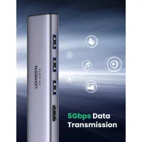 Концентратор Ugreen USB3.1 Type-C to HDMI 4K60Hz/USB 3.0х2/SD/TF/PD 100W 5-in-1 CM511 (60383) - 4