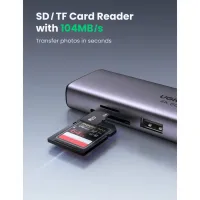 Концентратор Ugreen USB3.1 Type-C to HDMI/USB 3.0x2/RJ45/SD/TF/PD 100W CM512 (60515) - 12