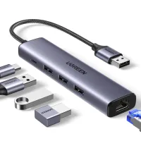 Концентратор Ugreen USB 3.0 to 3хUSB 3.0/Type-C+RJ45(1000M) Ethernet 5in1 CM475 (60554) - 2