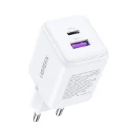 Зарядний пристрій Ugreen USB + USB-C GaN 30W X516 white (65015) - 2