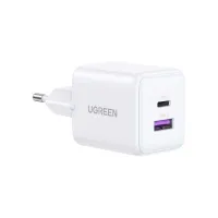 Зарядний пристрій Ugreen USB + USB-C GaN 30W X516 white (65015) - 1